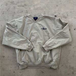 Port Authority Beige golf style V-Neck Pullover Windbreaker